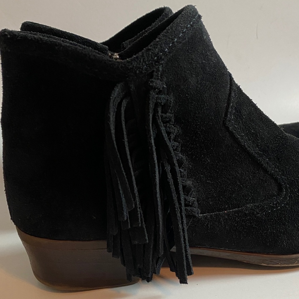 Minnetonka Fringe Suede Black Ankle Boots Festival Size 8